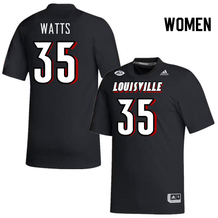 Women #35 Antonio Watts Louisville Cardinals College Football Jerseys Stitched-Black